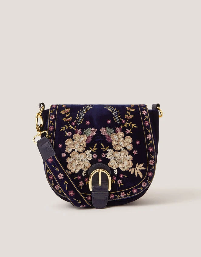 Fallon Floral Embroidered Satchel Crossbody Bag